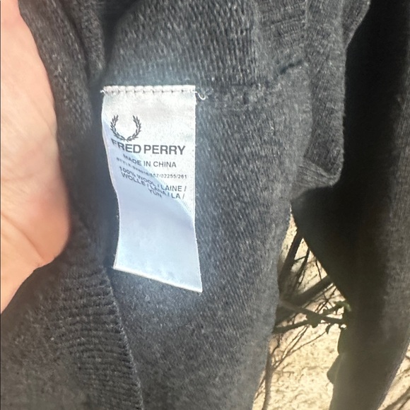 Fred Perry Charcoal V-Neck Sweater - Picture 6 of 7